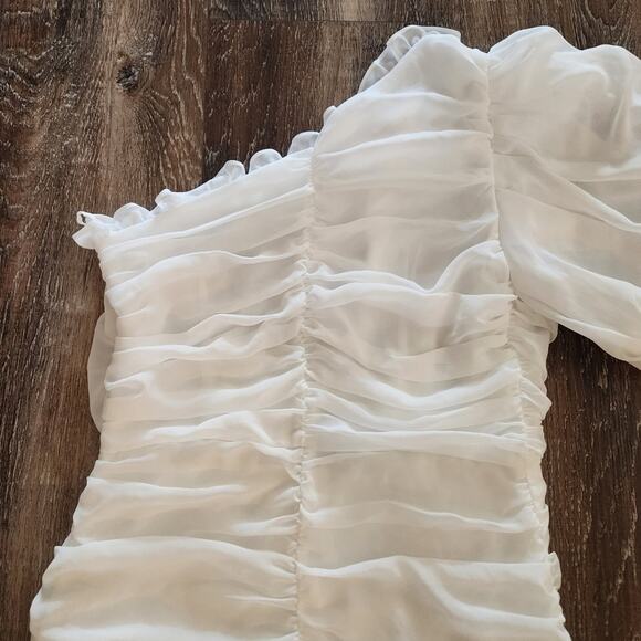 Mergim Magda Bridal One Shoulder Dress White Size 2 US Size Medium *No Belt* - Picture 8 of 12